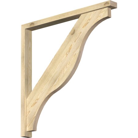Ekena Millwork Funston Block Rough Sawn Bracket w/ Offset Brace, Douglas Fir, 4"W x 44"D x 44"H BKT0402X44X44FST05RDF